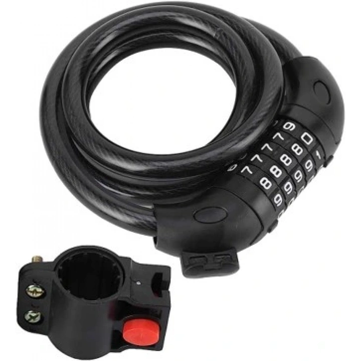 Motosiklet Bisiklet 5 Haneli Şifreli Halat Kilit 15x1200 Kendinden Kıvrılan Model