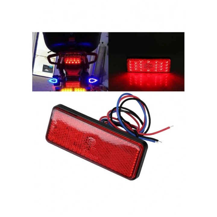 Motosiklet Led Işıklı Reflektör - Kırmızı E Belgeli