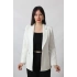 1906 Beyaz Çizgili Fermuarlı Cep Aksesuarlı  Kadın Büyük Beden Blazer Ceket