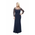 8028 Uzun Kollu Arkası Şifon Kuyruklu Abiye Elbise Lacivert