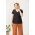 3204 Fistolu Kısa Kollu Büyük Beden Şık Bluz Siyah