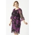3131 Çiçekli Şifon Tarz Büyük Beden Şık Elbise Mor