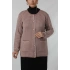 Y0667 KADIN PUDRA-BEYAZ KARELİ DESENLİ DÜĞMELİ CEPLİ MEVSİMLİK ANNE HIRKASI
