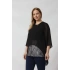 4048 Şifon -Simli Dantel Kombinli Büyük Beden Bluz Siyah