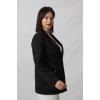 1904 Siyah Fermuarlı Cep Aksesuarlı  Kadın Büyük Beden Blazer Ceket