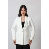 1905 Beyaz Kadın Büyük Beden Blazer Ceket
