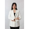 1905 Beyaz Kadın Büyük Beden Blazer Ceket