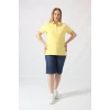 21305 KISA KOLLU BÜYÜK BEDEN  KUMAS T-SHİRT SARI