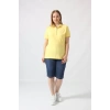 21305 KISA KOLLU BÜYÜK BEDEN  KUMAS T-SHİRT SARI