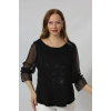 3246 YANI BANTLI TAŞ BASKILI ŞİFON BÜYÜK BEDEN ŞIK BLUZ