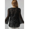 3251SİYAH PULPAYET ORGANZE KOLLU DANTEL KOMBİN BÜYÜK BEDEN ŞIK BLUZ