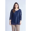 28034 Payet Büyük Beden Bluz Lacivert