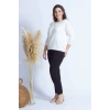 4011 Krem Truvakar Kol Büyük Beden Triko