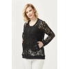 4030 Dantel Fermuarlı Büyük Beden Ceket Siyah
