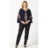 Kadın Lacivert/leopar Volan Kollu Büyük Beden Bluz