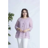 1934 Kolyeli Şifon Büyük Beden Şık Bluz Açık Lila