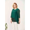 4047 Yeşil Şifon -payet Dantel Kombinli Büyük Beden Bluz