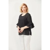 3206 Kolları Fisto Detaylı Büyük Beden Bluz Siyah