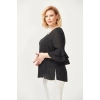 3206 Kolları Fisto Detaylı Büyük Beden Bluz Siyah