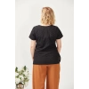 3204 Fistolu Kısa Kollu Büyük Beden Şık Bluz Siyah