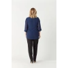 1935 Zincir Yakalı Şifon Büyük Beden Şık Bluz Lacivert