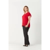 3249 Omuz Fırfırlı Şifon Büyük Beden Şık Bluz Petrol