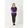 3236 Parlak Omuz Detaylı Esnek Büyük Beden Şık Bluz Mor