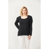 3231 Havalı Kol Büyük Beden Triko Bluz Siyah