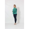 3183Y Yeşil Beli Lastikli Bol Kol Bluz