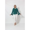 3241-5Y Yeşil İspanyol Kol Boyun Bağlama Detaylı Bluz