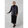 Y366 MAVİ-BEYAZ MOZAİK DESENLİ CEPLİ MEVSİMLİK ANNE YELEK