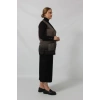 Y266 SİYAH-KAHVE KARELİ DESENLİ DÜĞMELİ CEPLİ MEVSİMLİK ANNE YELEK