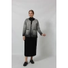 Y0663 KADIN SİYAH-KREM KARELİ DESENLİ DÜĞMELİ CEPLİ MEVSİMLİK ANNE HIRKASI
