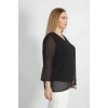 YAKASI SAÇAKLI SİMLİ YIRTMAÇLI ŞİFON BLUZ