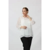 3243 Kolu Taş Baskılı Şık Bluz