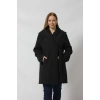 Kuşaklı Yandan Bağlama Detaylı Kapüşonlu Kaşe Kaban