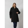 Kuşaklı Yandan Bağlama Detaylı Kapüşonlu Kaşe Kaban