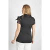 3176 Yakası Fiyonk Detaylı Saten Bluz Siyah