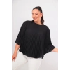 3310 SİYAH BÜYÜK BEDEN SİYAH PLİSELİ JESSICA KUMAŞ