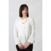 B-0273 KOLU APOLETLİ YAKASI DÜĞME AKSESUARLI GİZLİ PİLELİ KETEN KADIN BÜYÜK BEDEN BEYAZ BLUZ 
