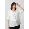 BB-0269 KETEN KOLU APOLETLİ SIFIR YAKA BÜYÜK BEDEN BEYAZ GÖMLEK 