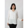 BB-0269 KETEN KOLU APOLETLİ SIFIR YAKA BÜYÜK BEDEN BEYAZ GÖMLEK 