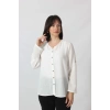 BB-0269 KETEN KOLU APOLETLİ SIFIR YAKA BÜYÜK BEDEN BEYAZ GÖMLEK 