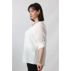 BB-0269 KETEN KOLU APOLETLİ SIFIR YAKA BÜYÜK BEDEN BEYAZ GÖMLEK 