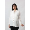 BB-077 BEYAZ PAMUK KETEN KOLU APOLETLİ İKİ CEPLİ KADIN BÜYÜK BEDEN GÖMLEK