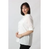 BB-077 BEYAZ PAMUK KETEN KOLU APOLETLİ İKİ CEPLİ KADIN BÜYÜK BEDEN GÖMLEK