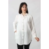 BB-092 BEYAZ GÜMÜŞ YALDIZLI GÜNEŞ DESENLİ KOLU APOLETLİ YANDAN CEPLİ TUNİK GÖMLEK KADIN BÜYÜK BEDEN