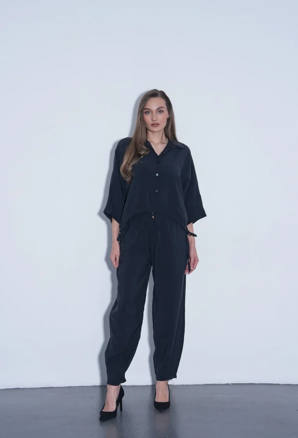 Siyah Modal Gömlek Pantolon Takım