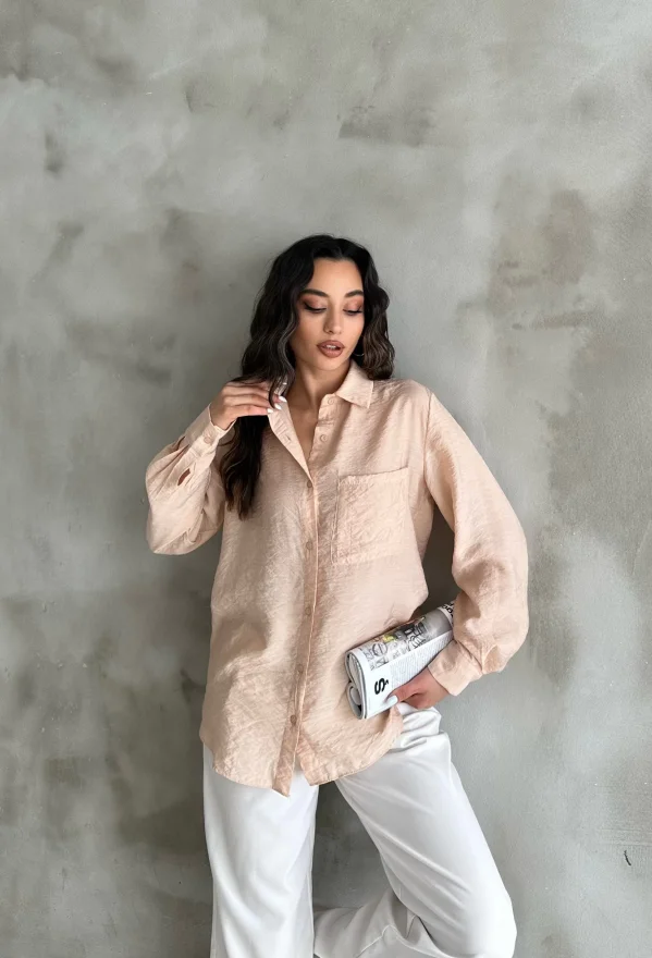 Bej Oversize Gömlek