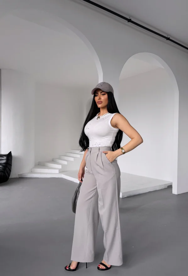 Gri Atlas Palazzo Pantolon